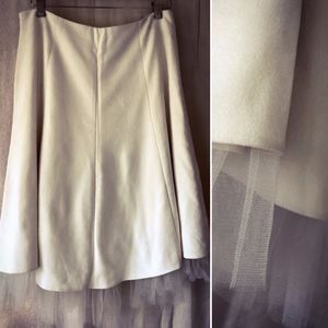 Arden B LUX Ivory A-Line Skirt w Sheer Ruffle Sz 2